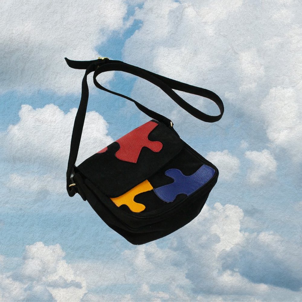 MOSCHINO Puzzle Piece Top Handle Bag | Y2K Shoulder Bag Vintage Moschino